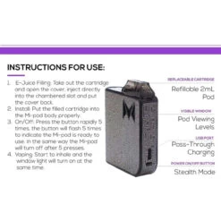 Mi Pod Refillable Starter Kit Free E Liquids Free Delivery -E-Smoke Shop Mi Pod Refillable Starter Kit Features 33414.1574952017