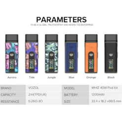 Vozol Whiz 40w Pod Vape Kit Free E Liquids Free Delivery -E-Smoke Shop Vozol Whiz 40w Pod Vape Kit Parameters 36264.1652644827